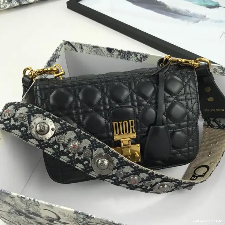 Dioraddict Black Cannage Bag Lambskin 0701 Luxury